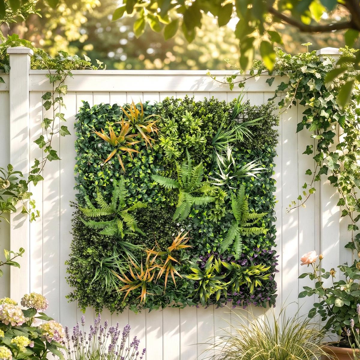 KÜNSTLICHE-HECKE PE Bunt - Grün, Kunststoff (100/1cm) - Outsunny