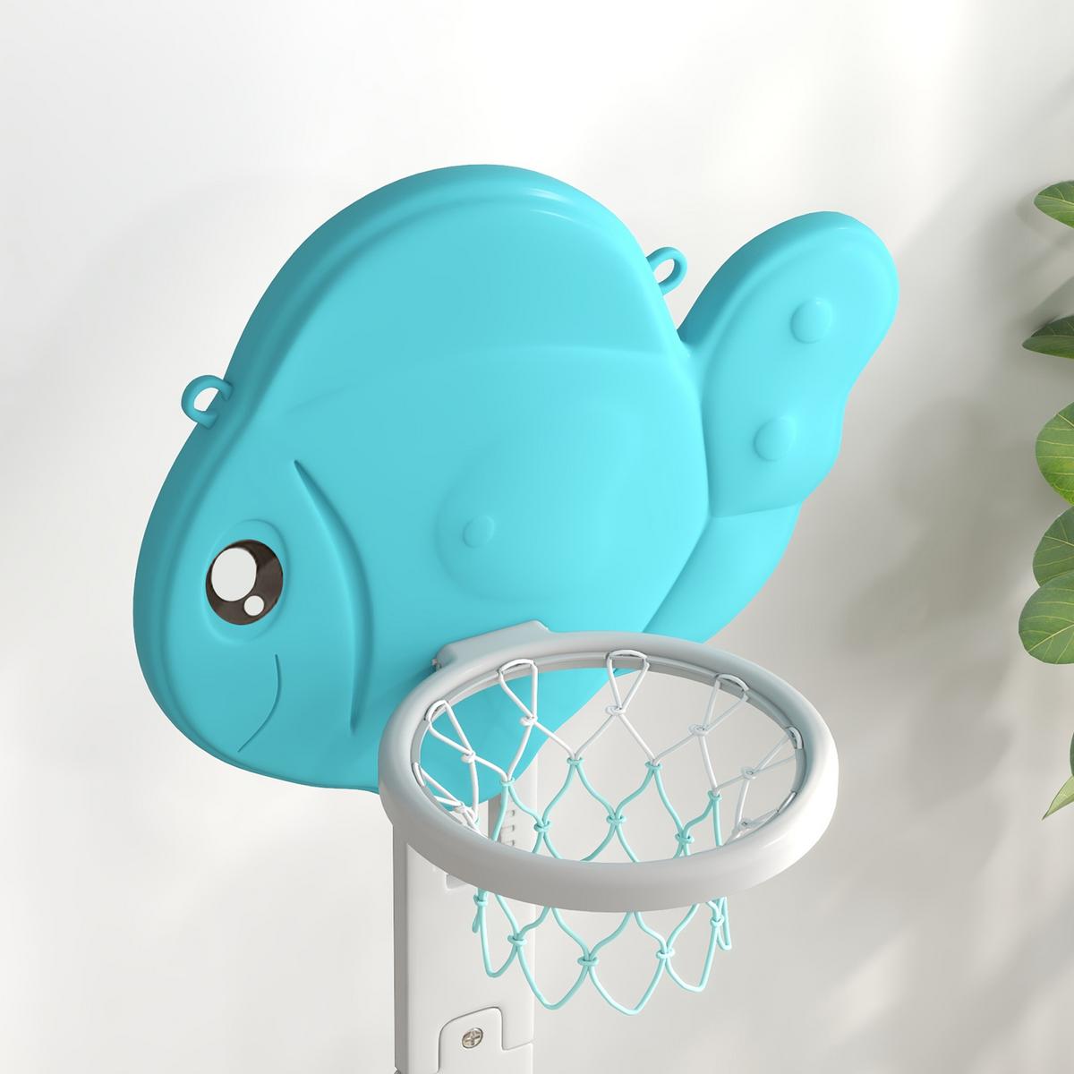 KINDER-BASKETBALLKORB HDPE Blau Grau Weiß - Blau, Kunststoff (46/51cm) - AIYAPLAY