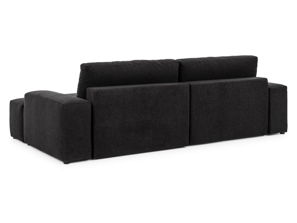 ECKSOFA inkl. Hocker Lennon aus Schwarz Strukturstoff mit Schlaffunktion und Bettkasten - Schwarz, Holz/Kunststoff (264/137cm) - S-Style