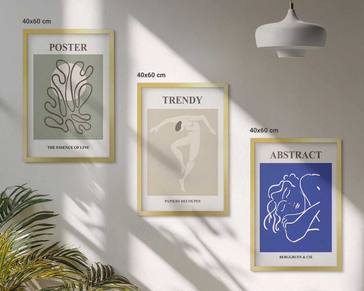 BILDER SET 3er Set - 40x60 cm Goldrahmen - Henri Matisse Pastellgrafiken - Goldfarben, Kunststoff (40/60cm) - TULUP