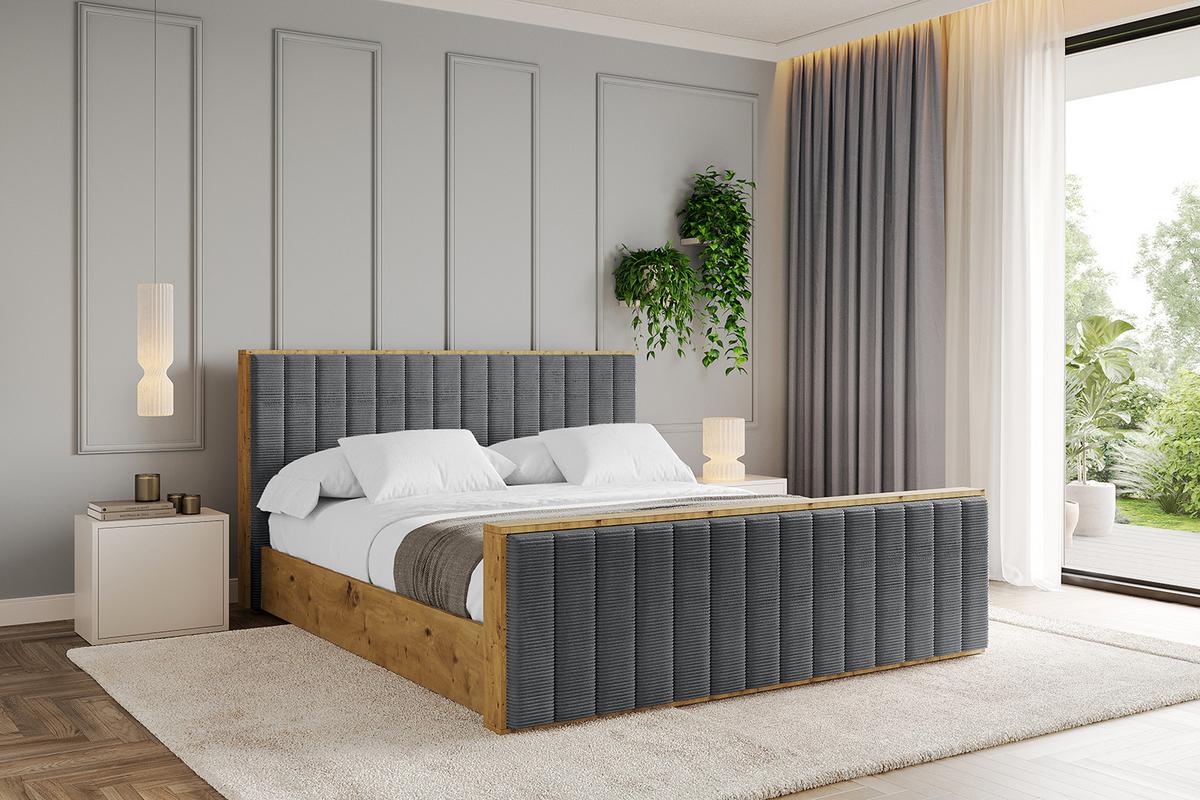 POLSTERBETT mit Bettkasten, Fußteil und Lattenrost, Boxbett mit Matratze H3/H4 - ENZO4-Z 180x200 Dunkelgrau - Anthrazit, Holzwerkstoff/Textil (180/200cm) - ALTDECOR