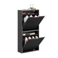 SCHUHSCHRANK Schmal, Schuhkipper Schwarz 50x100x19cm - Schwarz, Holzwerkstoff (19/100/50cm) - SoBuy
