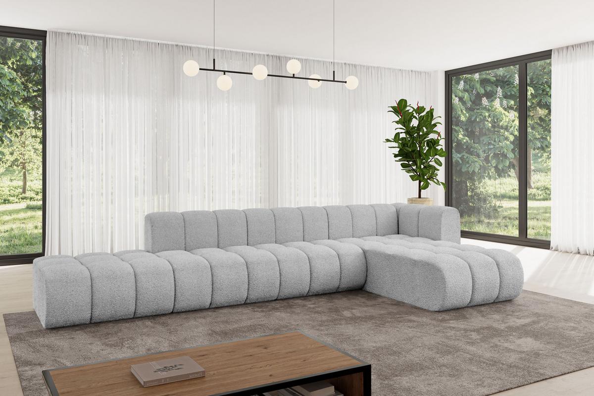 ECKSOFA modulares Sofa Zuvon-L2 - 387x177x70 cm Hellgrau - Hellgrau, Holzwerkstoff/Textil (387/177cm) - ALTDECOR