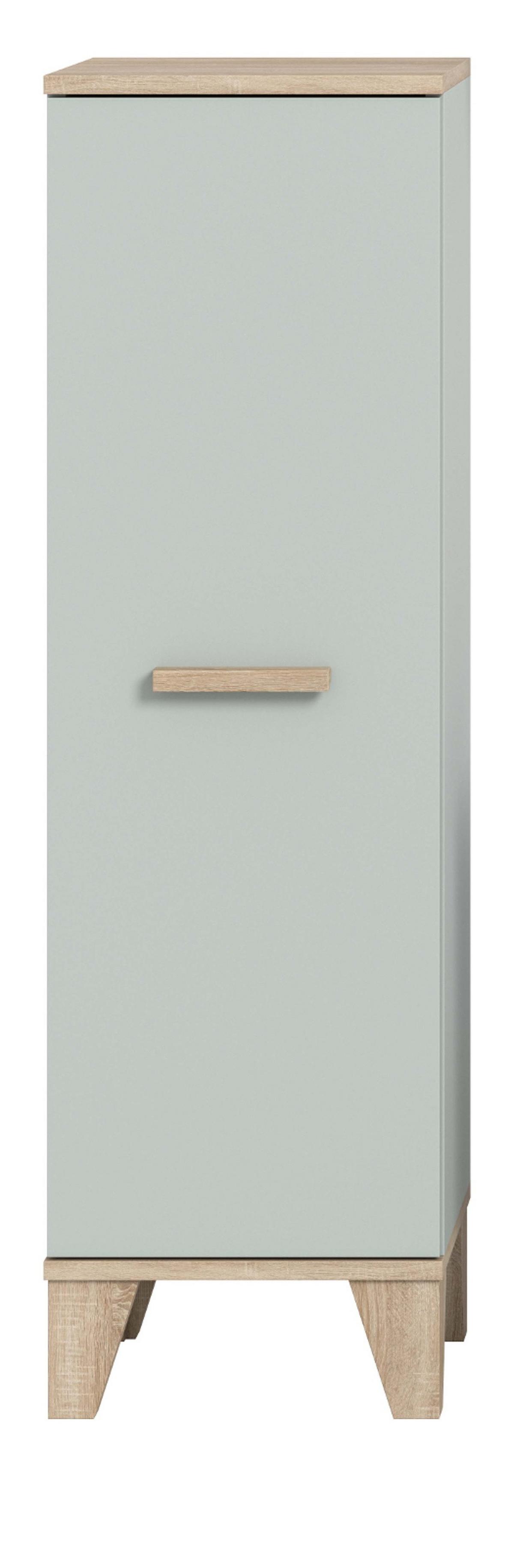 MIDISCHRANK grün, Eiche 34 x 116 cm, Bad Kommode skandinavisches Design - Eichefarben/Grün, Holzwerkstoff (34/116/31cm) - Inn.Furn