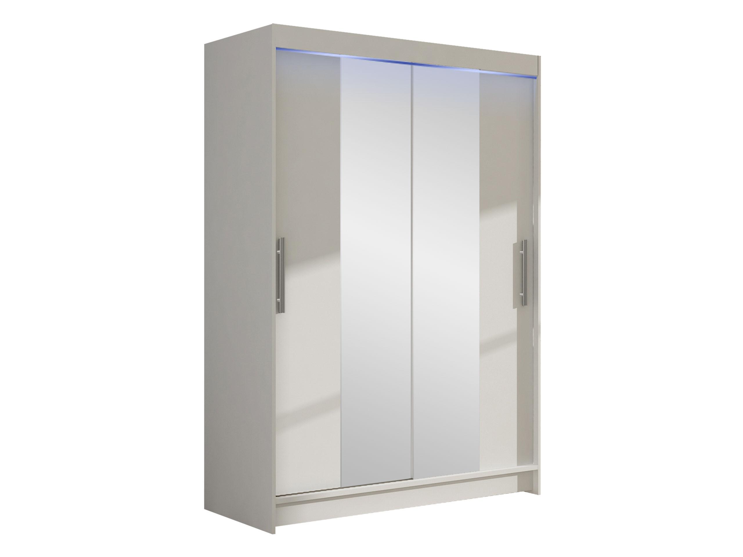 KLEIDERSCHRANK Miami II, mit RGB LED Beleuchtung - Silberfarben/Weiß, Holzwerkstoff/Kunststoff (120/200/58cm) - MIRJAN24