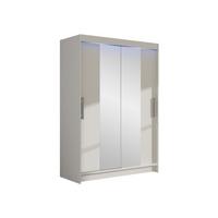 KLEIDERSCHRANK Miami II, mit RGB LED Beleuchtung - Silberfarben/Weiß, Holzwerkstoff/Kunststoff (120/200/58cm) - MIRJAN24