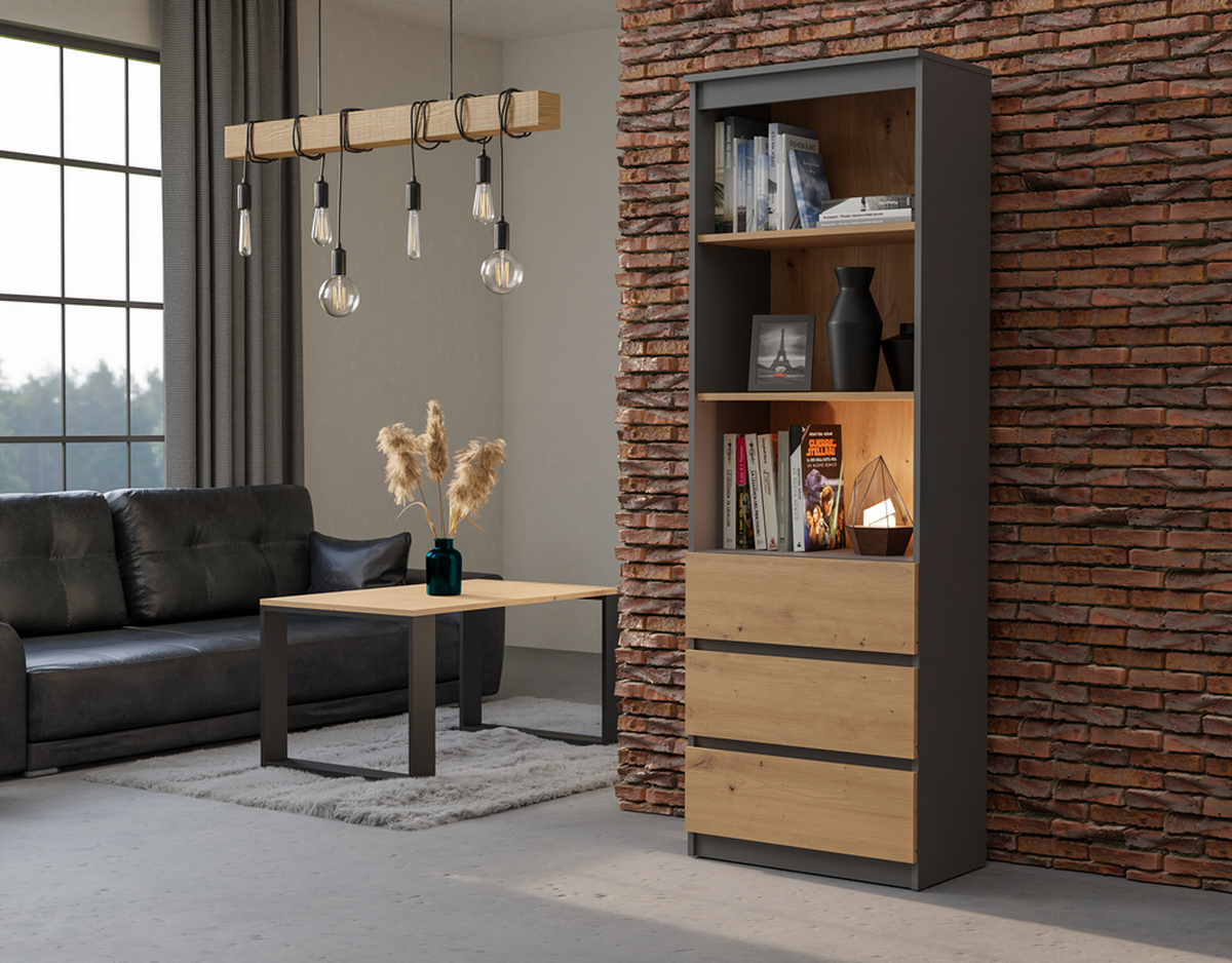 BÜCHERREGAL Anthrazit, Artisan 60/180/35 - Anthrazit, Holzwerkstoff (60/180/35cm) - RAUMHIRSCH FURNITURE