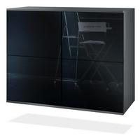 KOMMODE Rova Schwarz Hochglanz - Schwarz Hochglanz, Holzwerkstoff (92.5/73.5/35cm) - Vladon