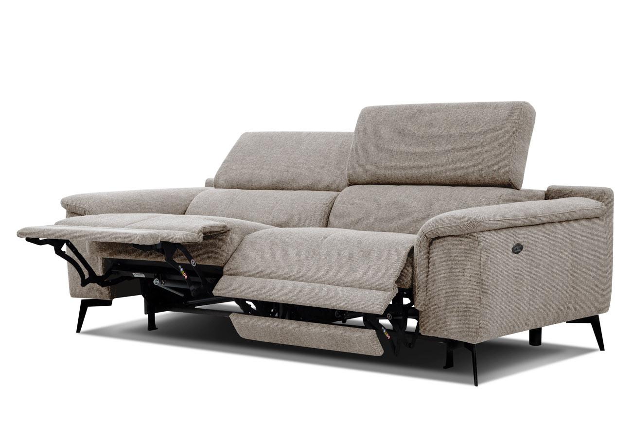 RELAXSOFA FIERO 3-Sitzer mit 2 Relaxfunktionen, taupe - Taupe/Schwarz, Holzwerkstoff/Textil (212/82/103cm) - Wozimo