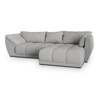 ECKSOFA ORENTI R-S Hellgrau Boucle-Stoff mit Schlaffunktion - Hellgrau, Holz (287/182cm) - MASSENO
