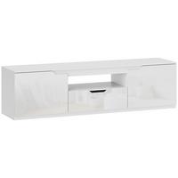 HOCHGLANZ TV-Lowboard für Fernseher bis 65 Zoll, 3 Fächer, Schublade, Weiß - Weiß Hochglanz/Weiß, Holzwerkstoff (38/43/160cm) - HOMCOM