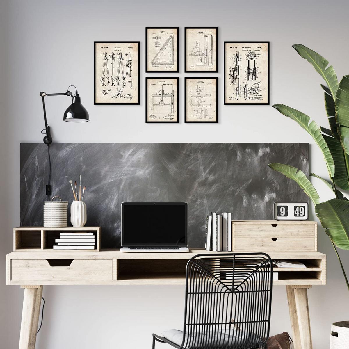 POSTER Set Mit 6 Plakaten Mit Messwerkzeug Patenten Im Vintage Stil A3 & A4 Rahmenlos - Klar, Papier (29/3cm) - Nacnic