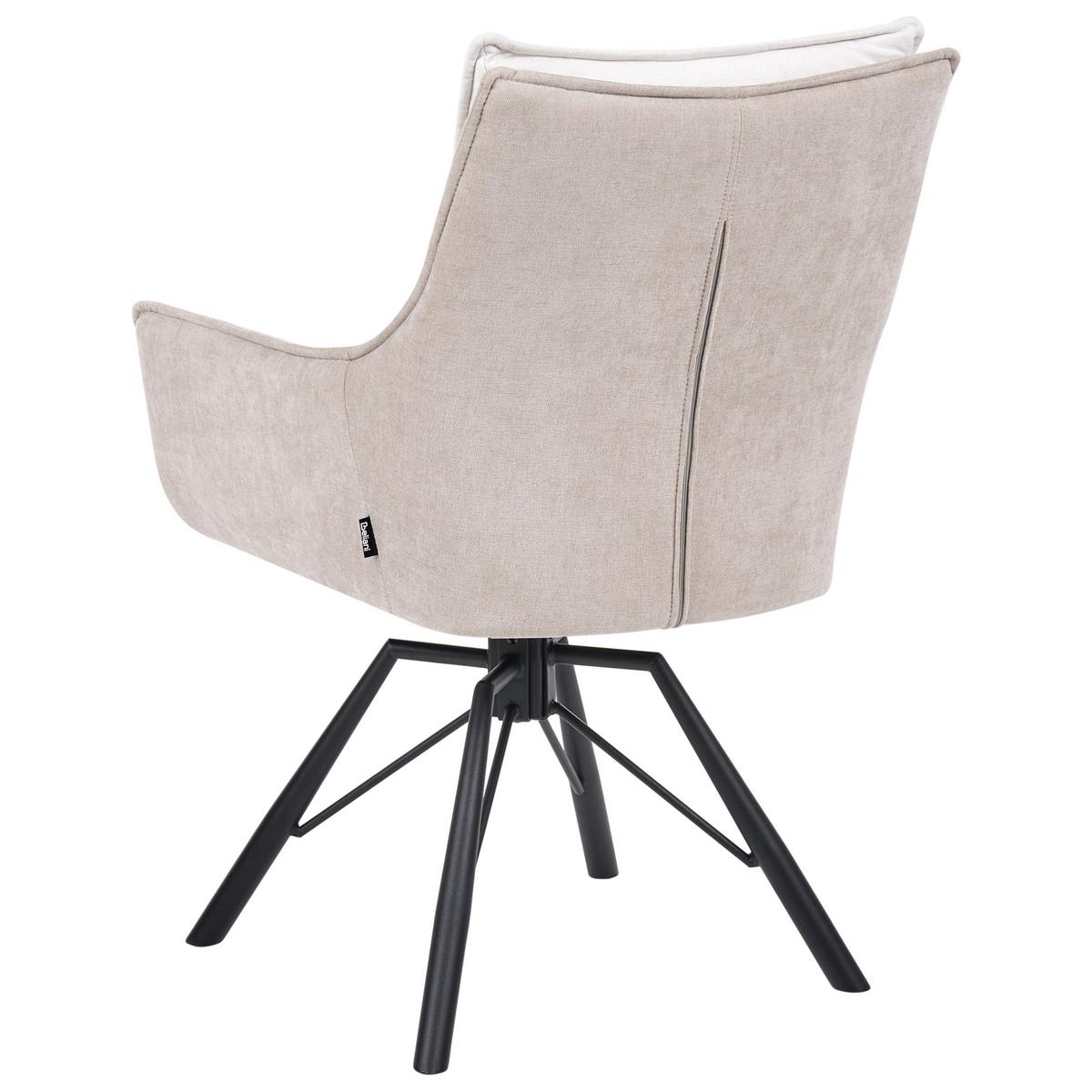 ESSZIMMERSTUHL drehbar Chenillegewebe Cremeweiß/Beige Anneberg - Creme, Textil (60/94/64cm) - Beliani