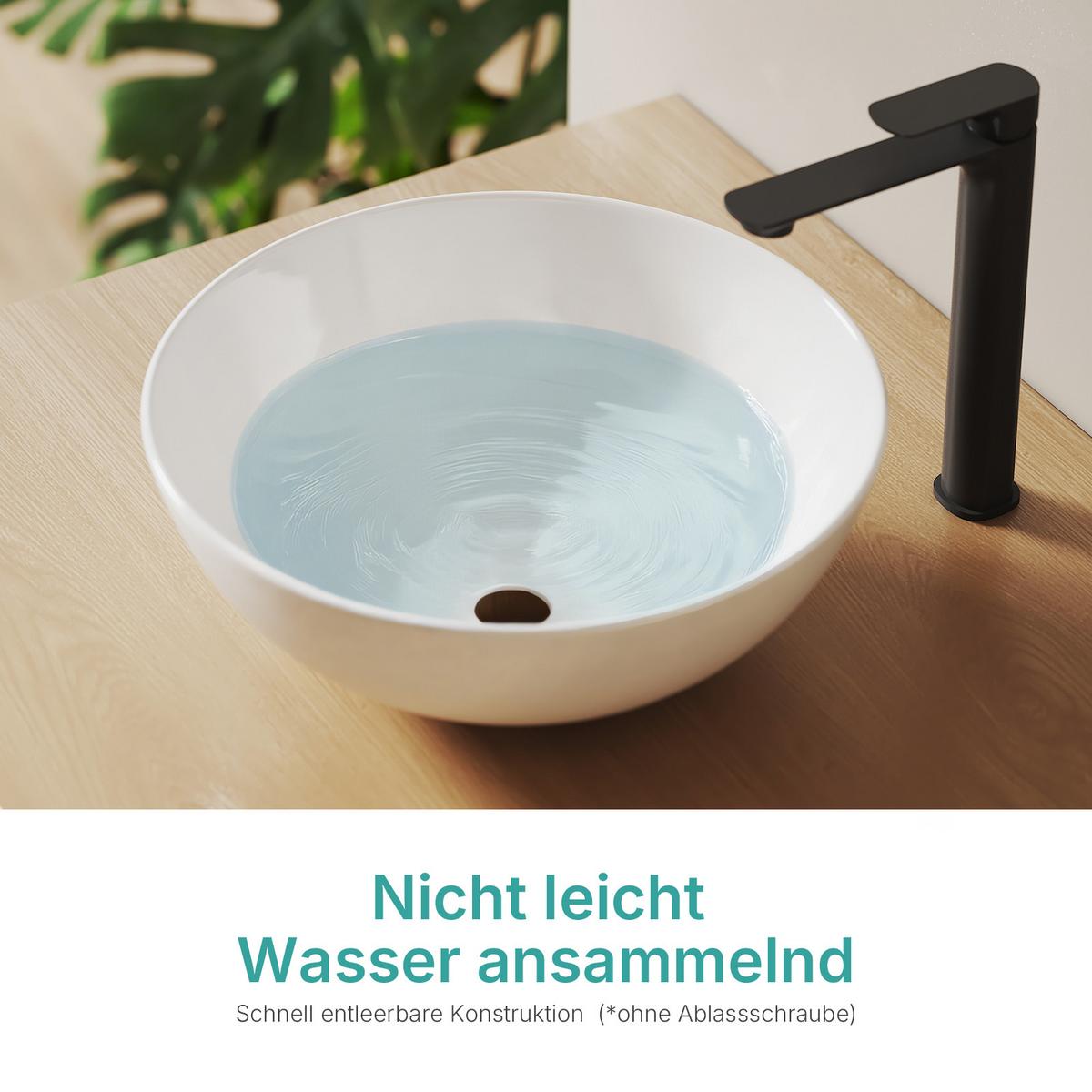 WASCHBECKEN Aufsatz Keramik Weiß Glänzend Ø41,5 / 15,5 cm - Weiß, Keramik (41/15/41cm) - EMKE