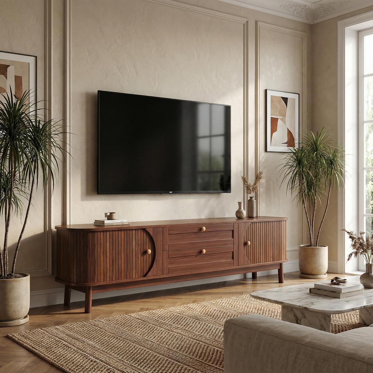 TV-LOWBOARD in Walnuss-Optik, Fernsehschrank mit Schiebetüren - Sonoma Eiche, Holzwerkstoff (170/46/39cm) - Urban Meuble