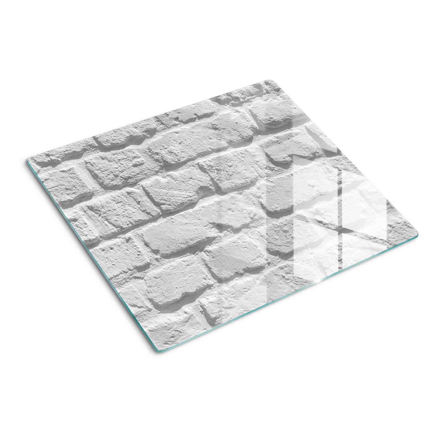 GLASPLATTE 60x52 cm Ziegelmauer - Weiß, Glas (60/0.4/52cm) - TULUP