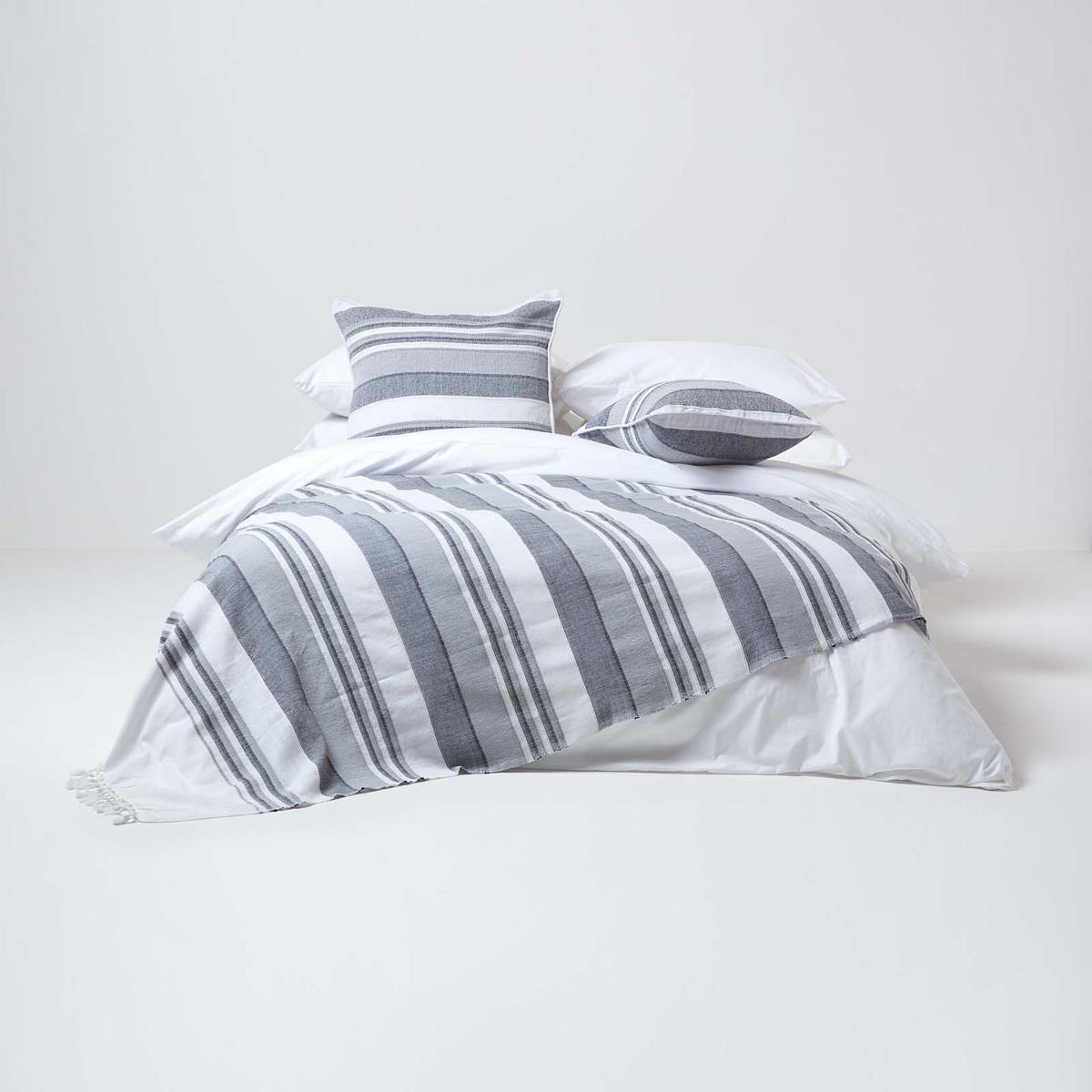 KISSENHÜLLE Morocco Stripe 60/60 cm, 100% Baumwolle - Hellgrau, Textil (60/60cm) - Homescapes