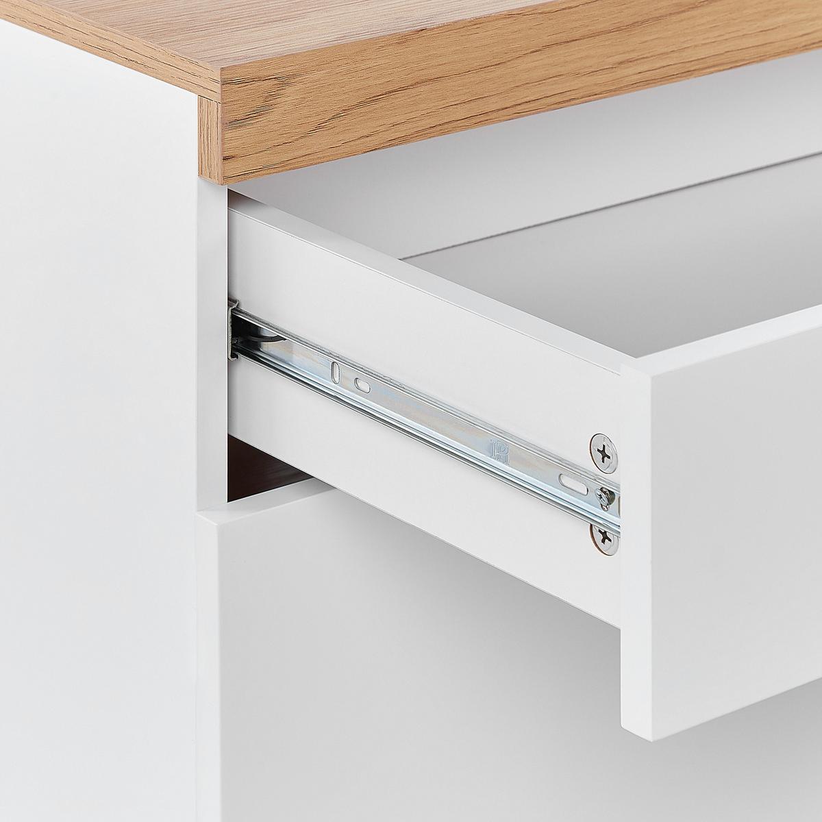 TV-MÖBEL Weiß, Hellbraun CHEVAL 40/140/50 cm - Weiß, Holzwerkstoff (140/50/40cm) - Beliani