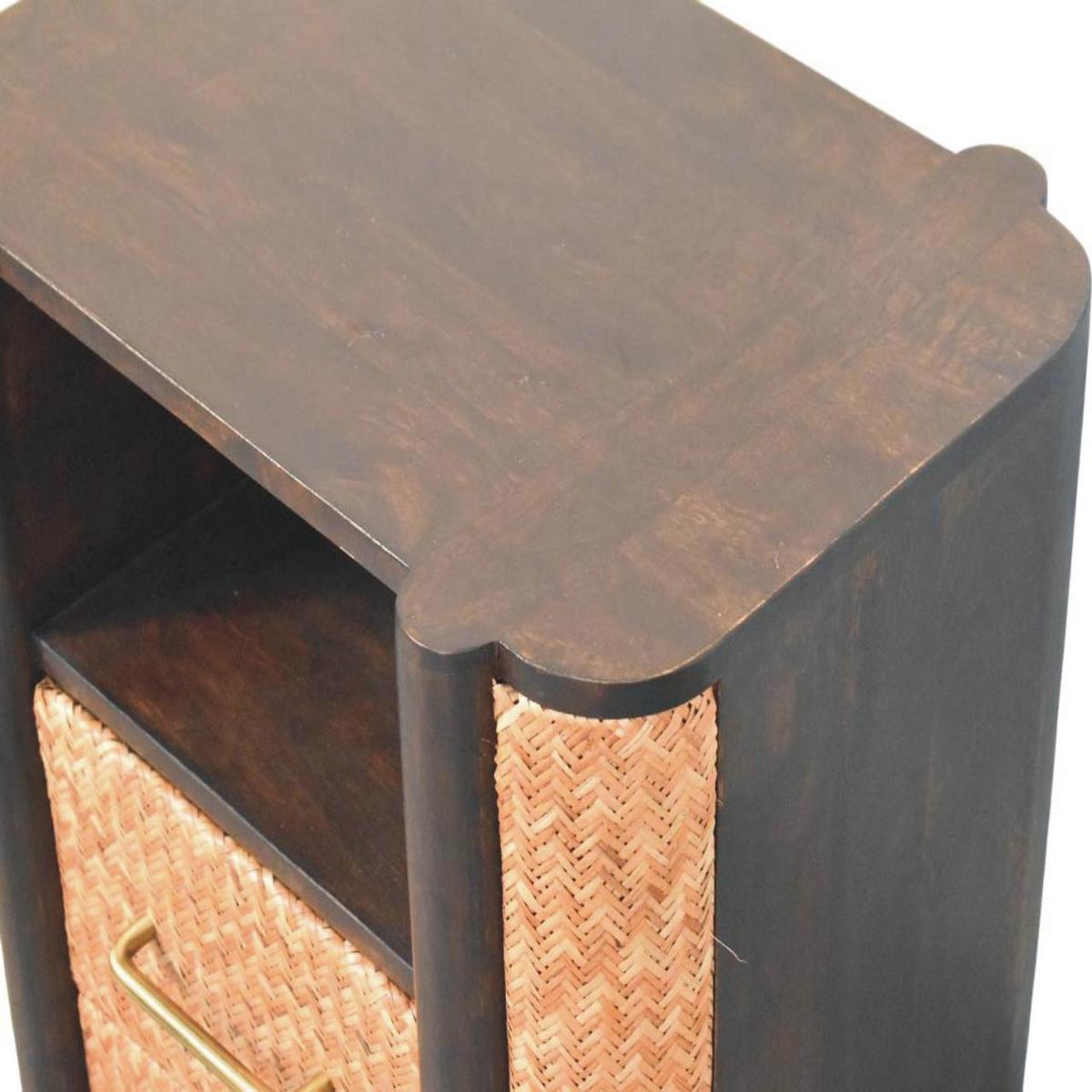 NACHTTISCH mit edlem Samtbezug in Mokka-Finish, 2 Schubladen, 1 offene Ablage, dunkelbraun - Dunkelbraun, Holz (50/60/40cm) - Artisan Furniture