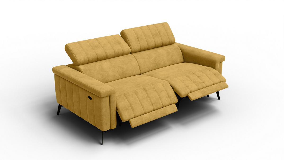 RELAXSOFA NORDEL 3-Sitzer, senfgelb - Gelb/Schwarz, Holz/Textil (194/80/105cm) - Wozimo