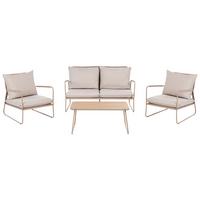 LOUNGE-SET mit Tisch 4-Sitzer Metall Beige Acceglio - Taupe/Beige, Metall - Beliani