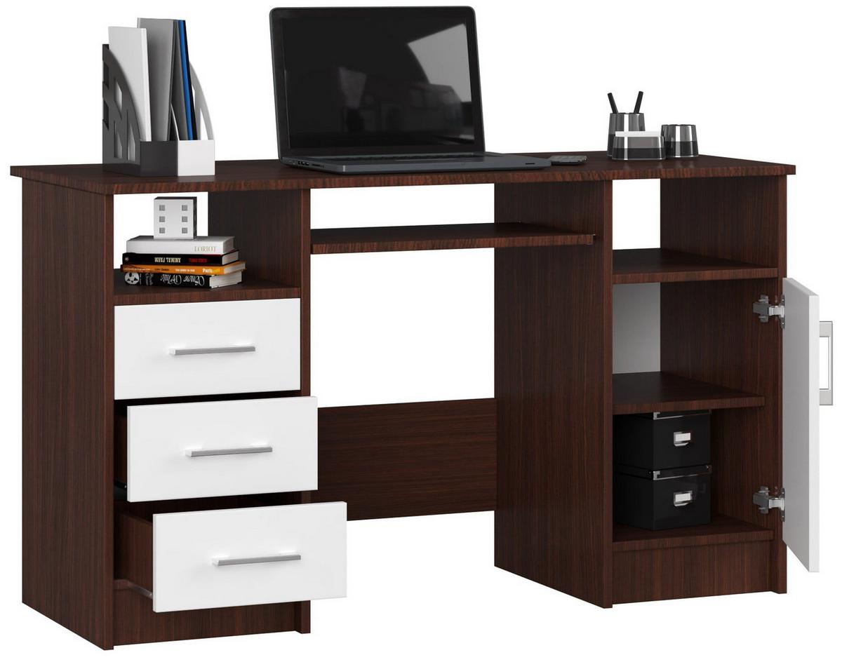 SCHREIBTISCH Dunkelbraun, Weiß 74/124/52 - Dunkelbraun/Weiß, Holzwerkstoff (52/124/74cm) - RAUMHIRSCH FURNITURE