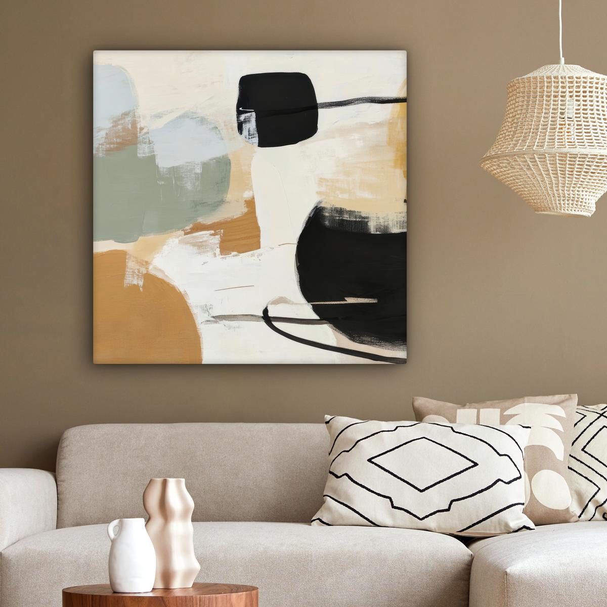 LEINWANDBILD Farbe - Abstrakt - Farben Deko Groß 90x90 cm - Currygelb, Textil (90/90cm) - MuchoWow