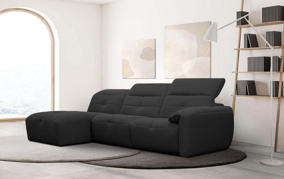 ECKSOFA TRENTO 4-Sitzer, schwarz - Schwarz, Holzwerkstoff/Kunststoff (165/262cm) - Wozimo
