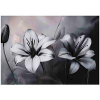 FOTOTAPETE 3D Effekt Blumen Schwarz Weiß 300x210 - Multicolor, Papier (300/210cm) - Wallarena