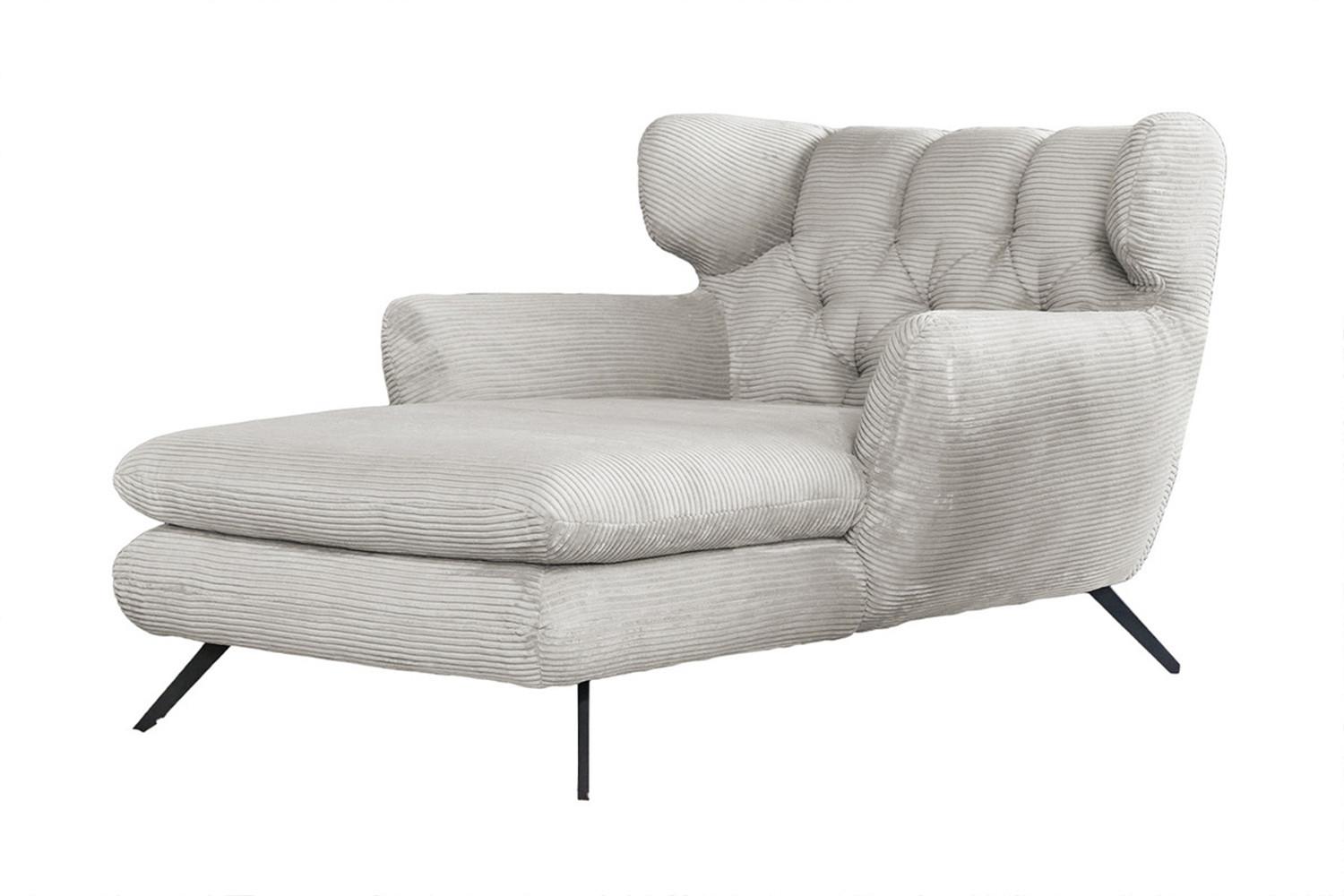 LONGSEAT CHAMRE Hellgrau Cord - Hellgrau/Schwarz, Textil/Metall (130/95/160cm) - KAWOLA