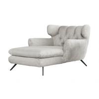 LONGSEAT CHAMRE Hellgrau Cord - Hellgrau/Schwarz, Textil/Metall (130/95/160cm) - KAWOLA