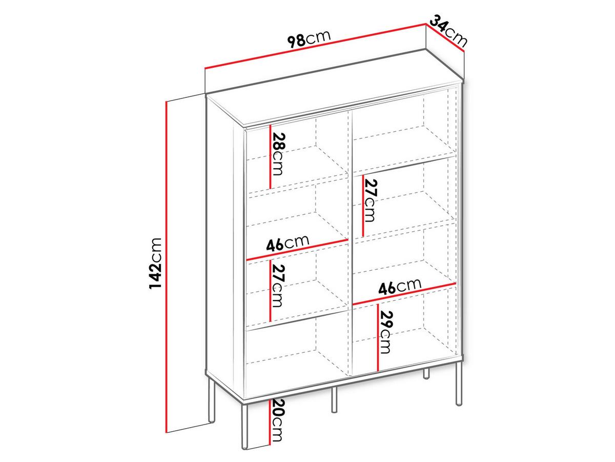 KOMMODE Visso 2D VI-02 - Eichefarben/Schwarz, Holzwerkstoff/Metall (98/142/34cm) - MIRJAN24