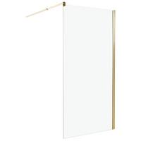 DUSCHWAND 100/190 cm Gold Ahaus - Transparent/Goldfarben, Glas (100/190cm) - Beliani
