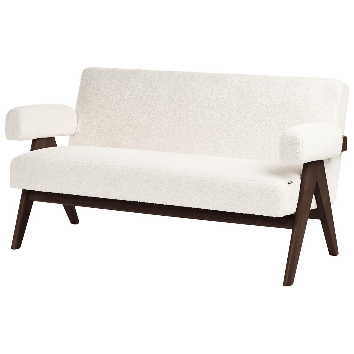 2-SITZER-SOFA Bouclé Cremeweiß/Dunkelbraun Tamre - Creme, Textil (148/79/78cm) - Beliani