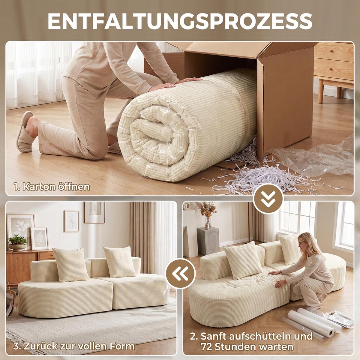 3-SITZER-SOFA Polyester Schaumstoff Beige - Beige, Textil (86/82/245cm) - HOMCOM