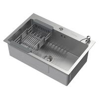 SPÜLBECKEN aus Edelstahl 68x45 cm mit Siphon und Seifenspender - Silberfarben, Metall (45/19/68cm) - ML-DESIGN