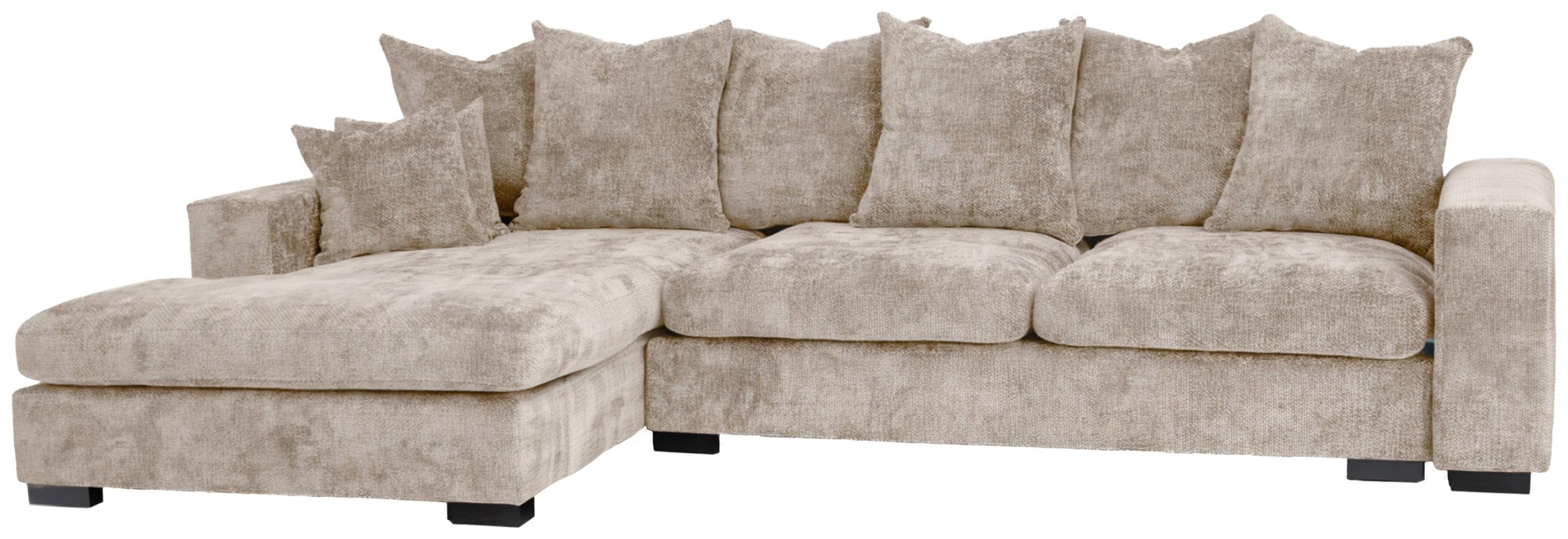 ECKSOFA Dahlia mit Schlaffunktion und Bettkasten in L-Form Links - Beige Chenille 285/92/155 cm - Beige/Schwarz, Kunststoff/Textil (285/155cm) - WFL GROUP