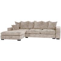 ECKSOFA Dahlia mit Schlaffunktion und Bettkasten in L-Form Links - Beige Chenille 285/92/155 cm - Beige/Schwarz, Kunststoff/Textil (285/155cm) - WFL GROUP