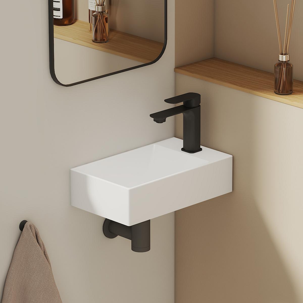 WASCHBECKEN Keramik Aufsatzbecken 41,6/22,3 cm - Weiß, Keramik (41/10/22cm) - EMKE