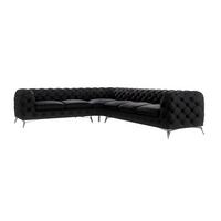 ECKSOFA Chesterfield Laura Schwarz Samt - Silberfarben/Schwarz, Holz/Textil (323/264cm) - S-Style Möbel