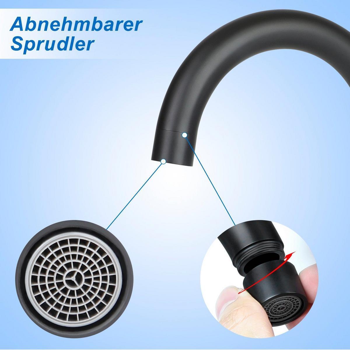 WASCHTISCHARMATUR Flutisf 13/4/24 cm - Schwarz, Metall (4/24/13cm) - ZMH