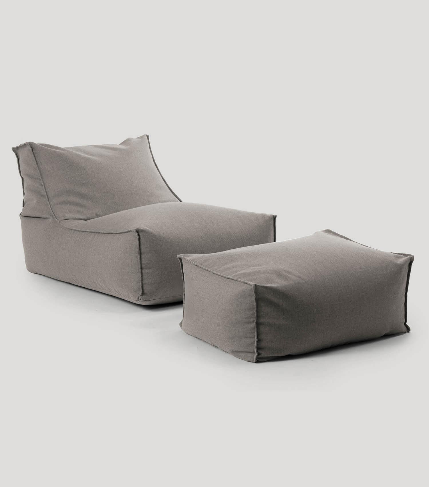 OUTDOOR SITZSACK und Hocker Der Sundowner - Dunkelgrau, Textil (60/65/95cm) - Mokebo