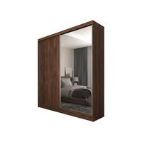 SCHWEBETÜRENSCHRANK PATRIZIA 200/216/61 cm Modern Kleiderschrank 2-türig mit Spiegel Nussbaumfarben - Nussbaumfarben, Holzwerkstoff (200/216/61cm) - MASSENO