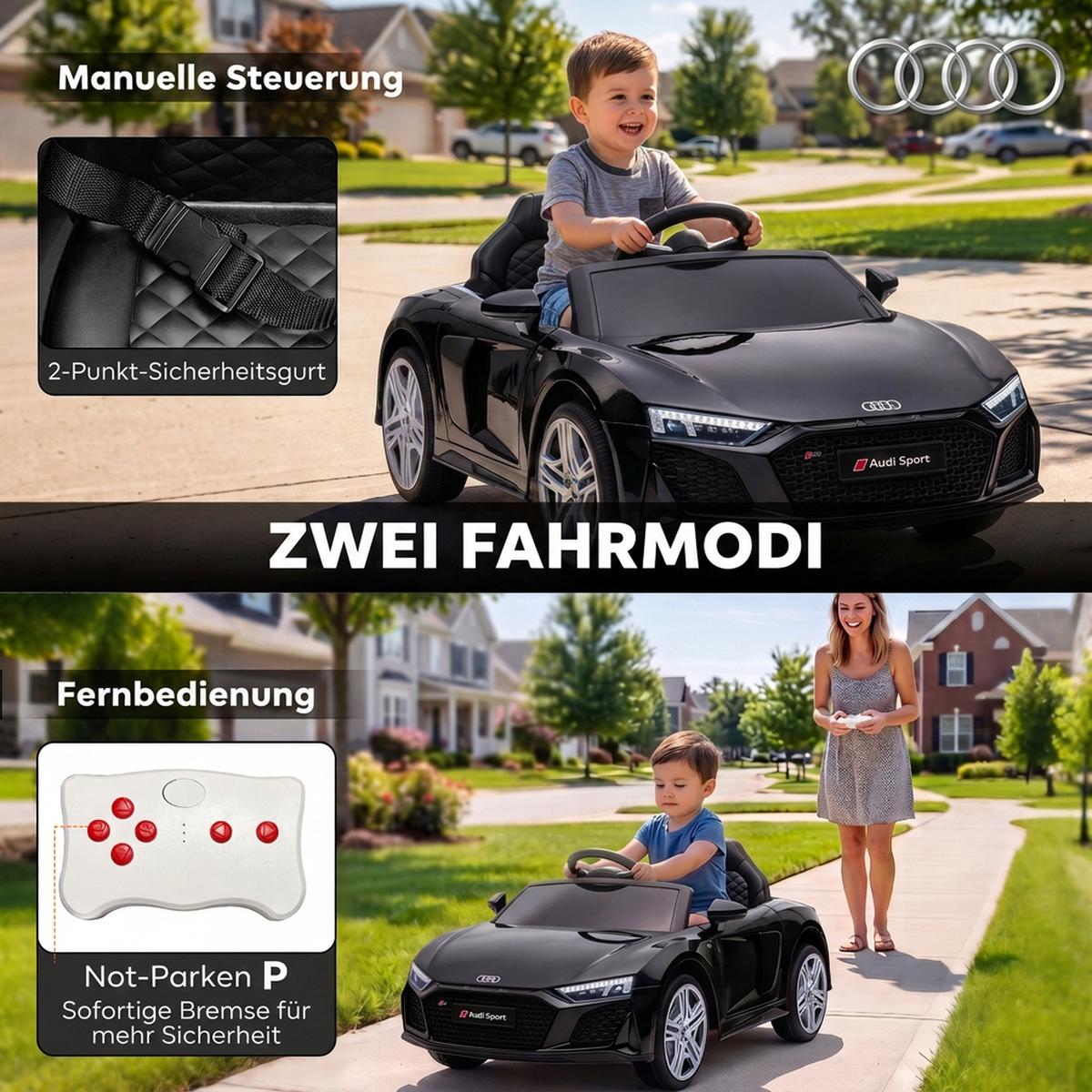KINDER-ELEKTROAUTO Kunststoff Stahl Schwarz - Schwarz, Kunststoff (107/58/44cm) - AIYAPLAY