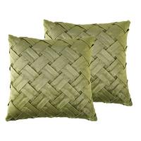 DEKOKISSEN 2er-Set Olivgrün 43/43 cm Narcissus - Olivgrün, Textil (43/43cm) - Beliani