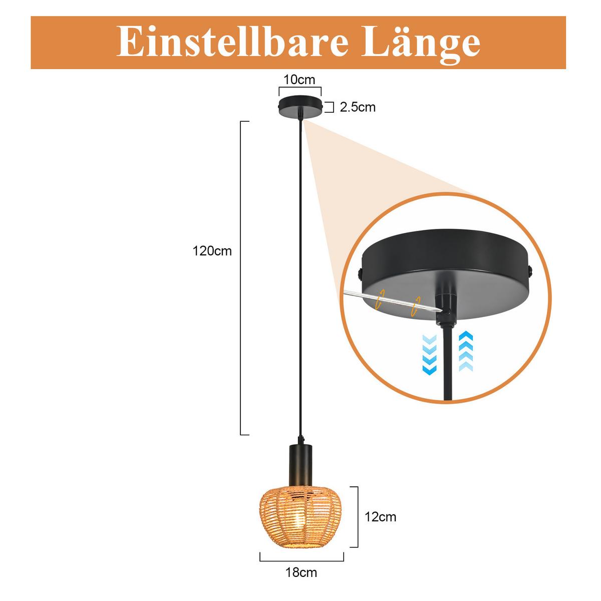 PENDELLEUCHTE Winston 18/10/120 cm - Braun, Metall (18/10/120cm) - ZMH