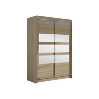 KLEIDERSCHRANK Miami V, mit RGB LED Beleuchtung - Silberfarben/Sonoma Eiche, Holzwerkstoff/Kunststoff (120/200/58cm) - MIRJAN24