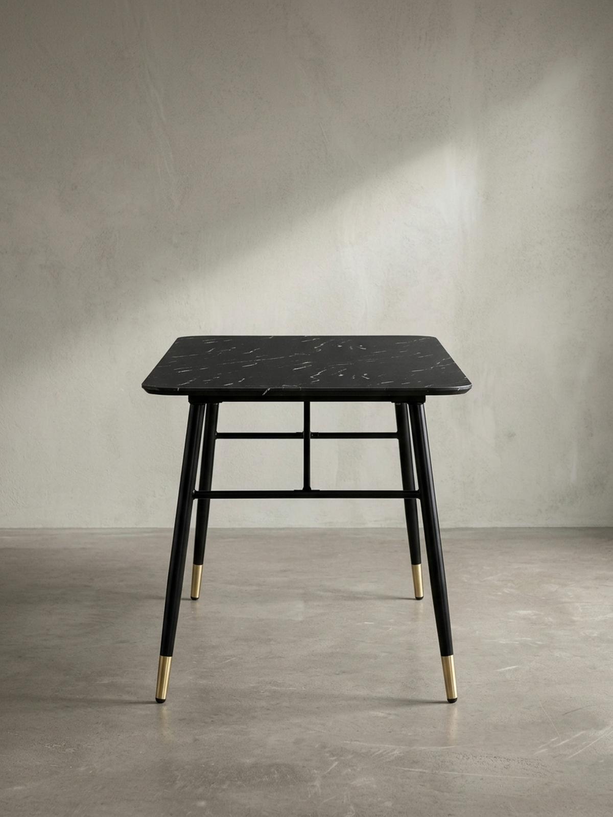 ESSTISCH Marmoroptik Metall Rechteckig Modern Klein, Schwarz 200x90x76 cm - Goldfarben/Schwarz, Holzwerkstoff/Metall (90/200/76cm) - KADIMA DESIGN