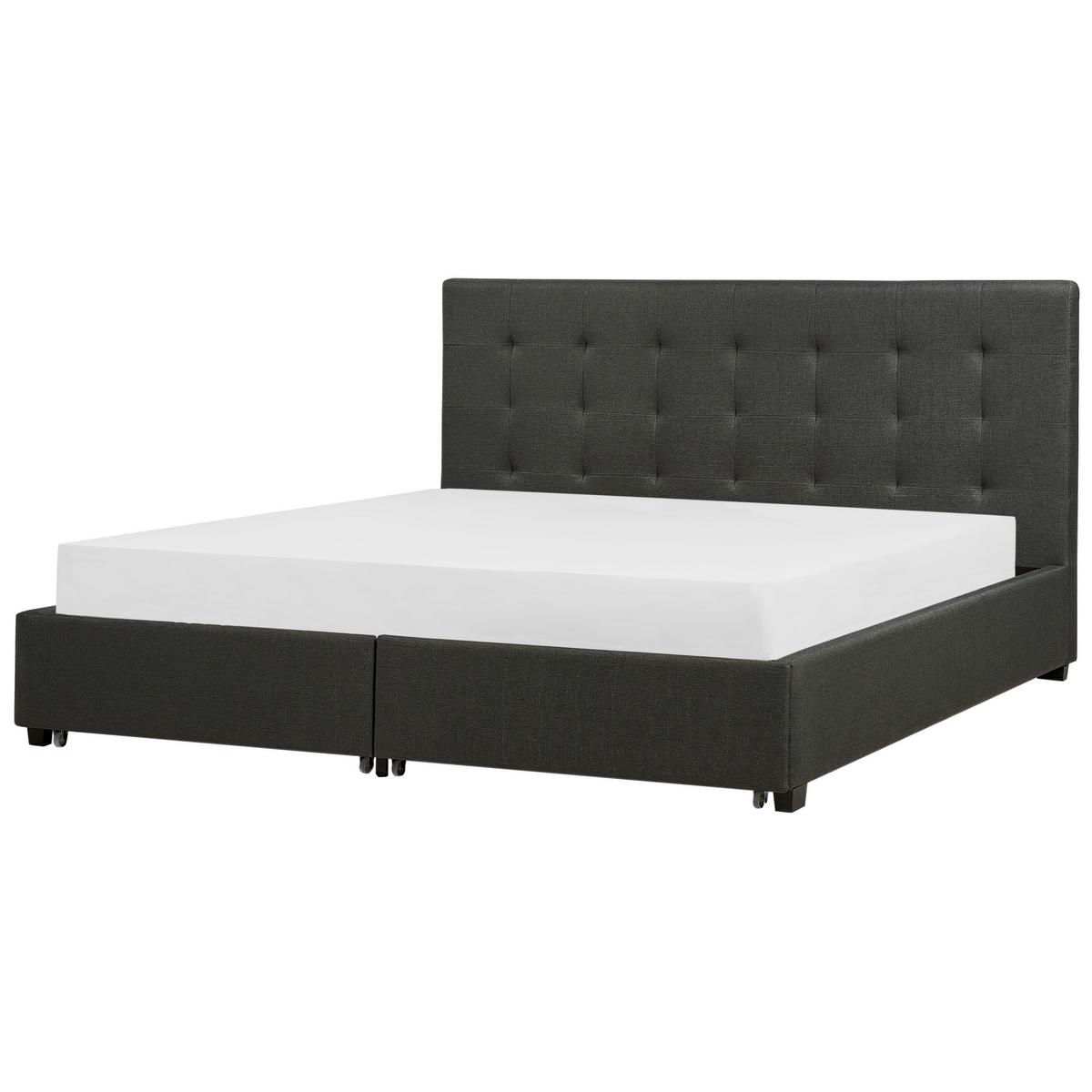 BETT mit Schubladen 180/200 cm Stoff Dunkelgrau La Rochelle - Dunkelgrau, Textil (180/200cm) - Beliani