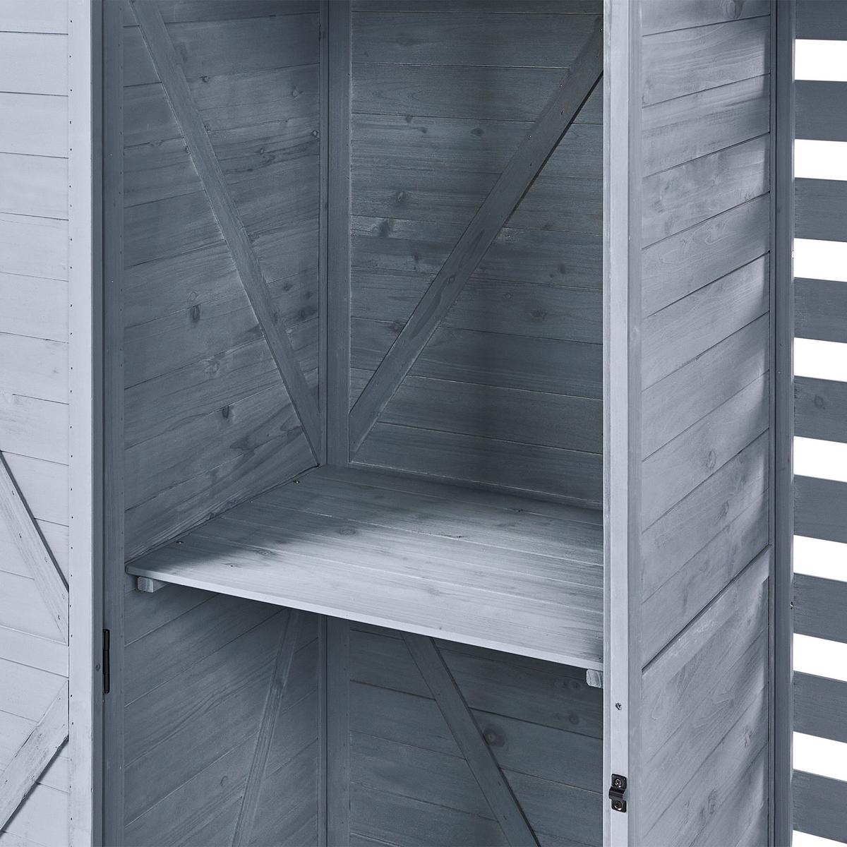 GERÄTESCHUPPEN 130 cm 57 cm Grau Cengio - Dunkelgrau/Schwarz, Holz (130/180/57cm) - Beliani